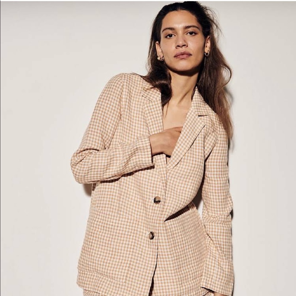 NWOT Madewell Linen Dorset Blazer in Gingham Check
